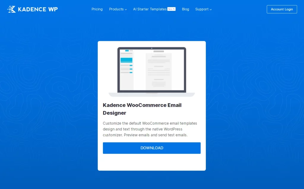 kadence woocommerce email designer