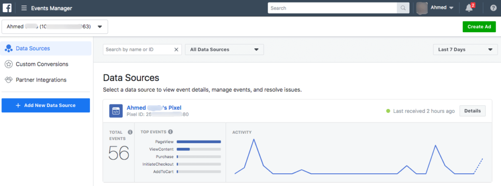 Facebook Events Manager Page