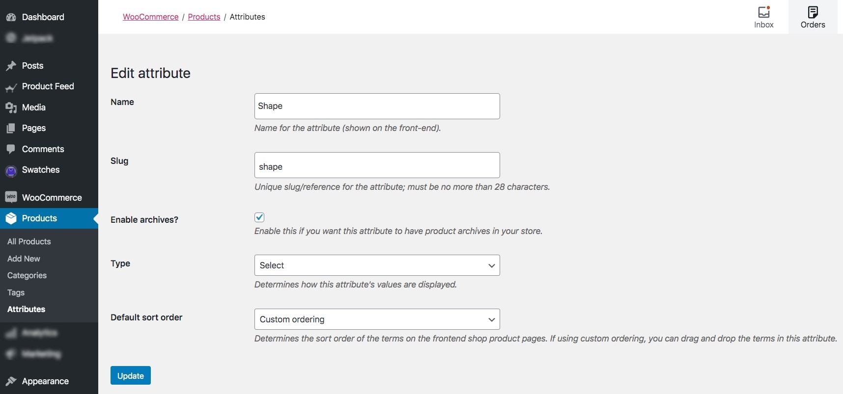 Edit Attributes for Image