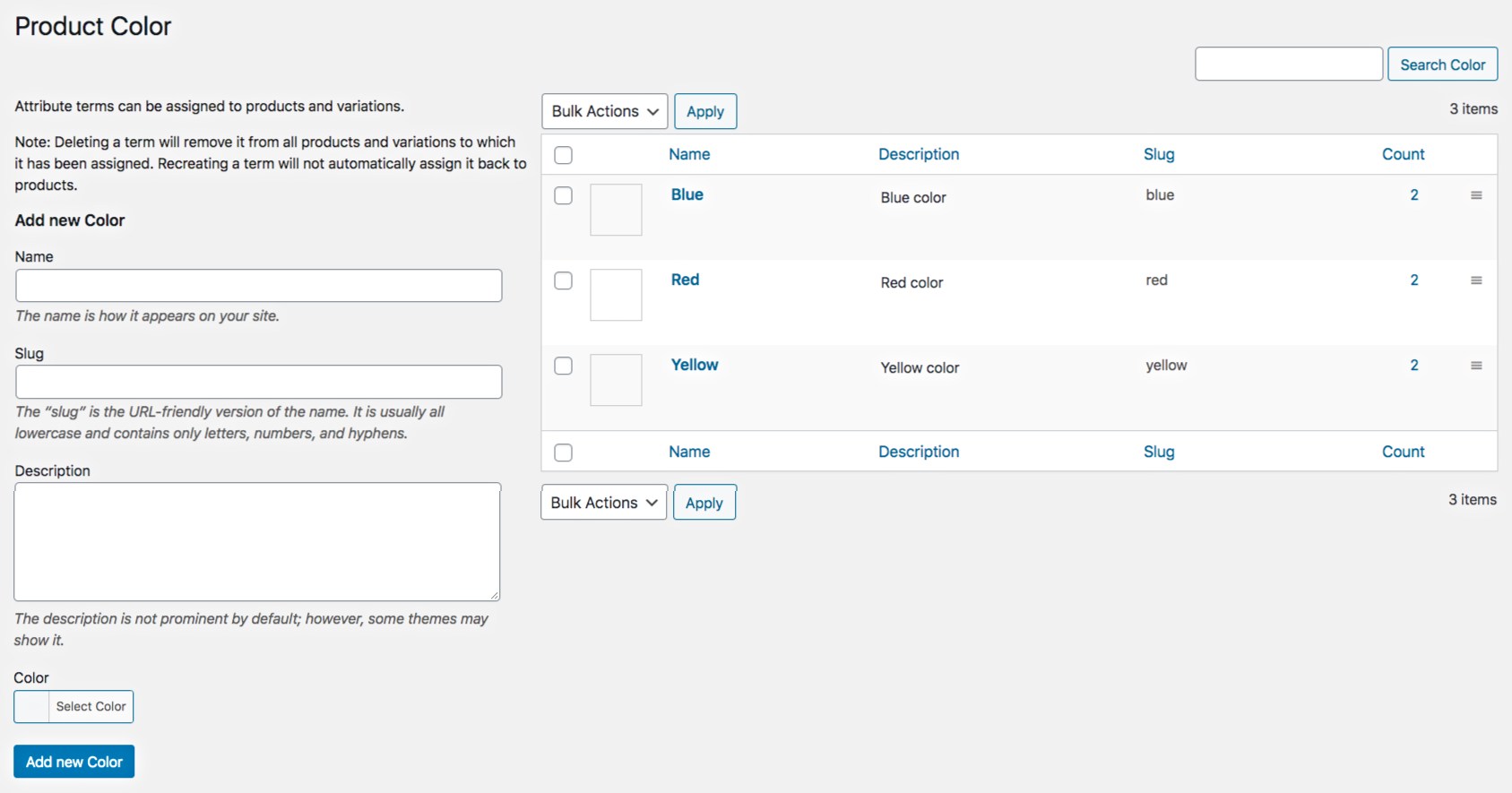 Configure Terms Page