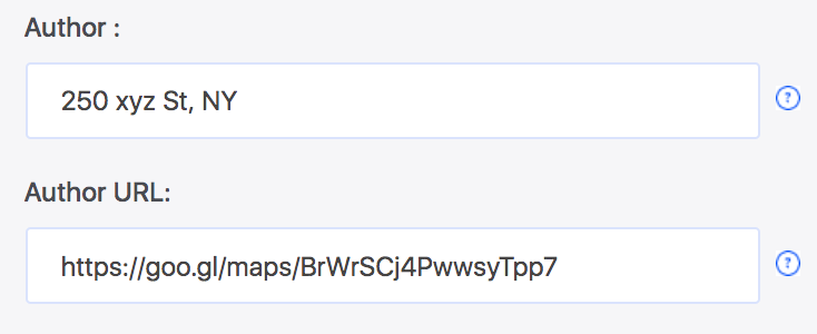 Author name and url