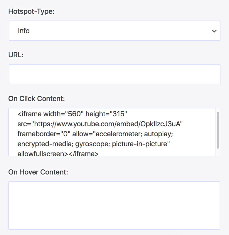 Info Type hotspot - on click video