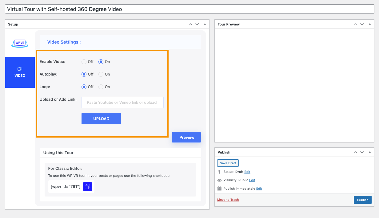 Video Tour Option Enabled