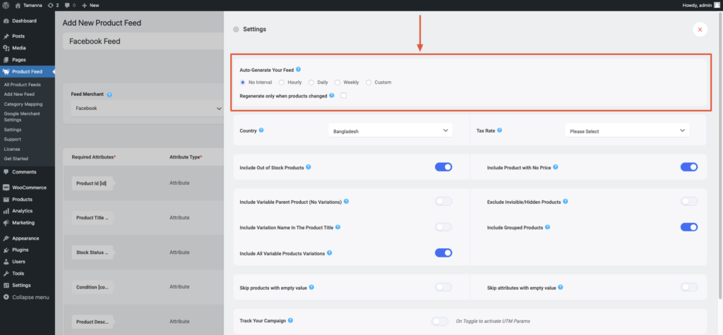Auto feed generate 