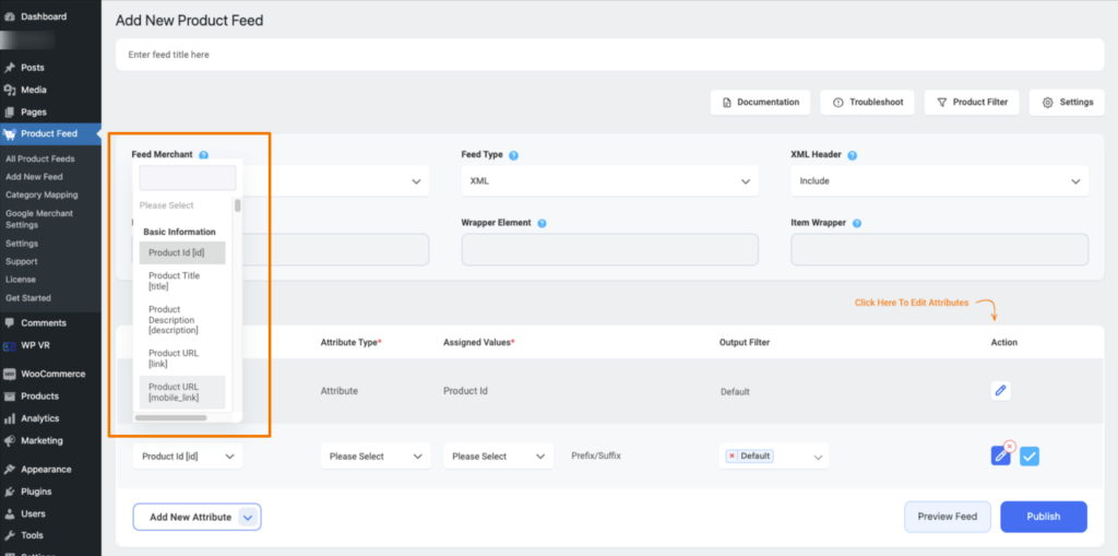 pre-listed attribute