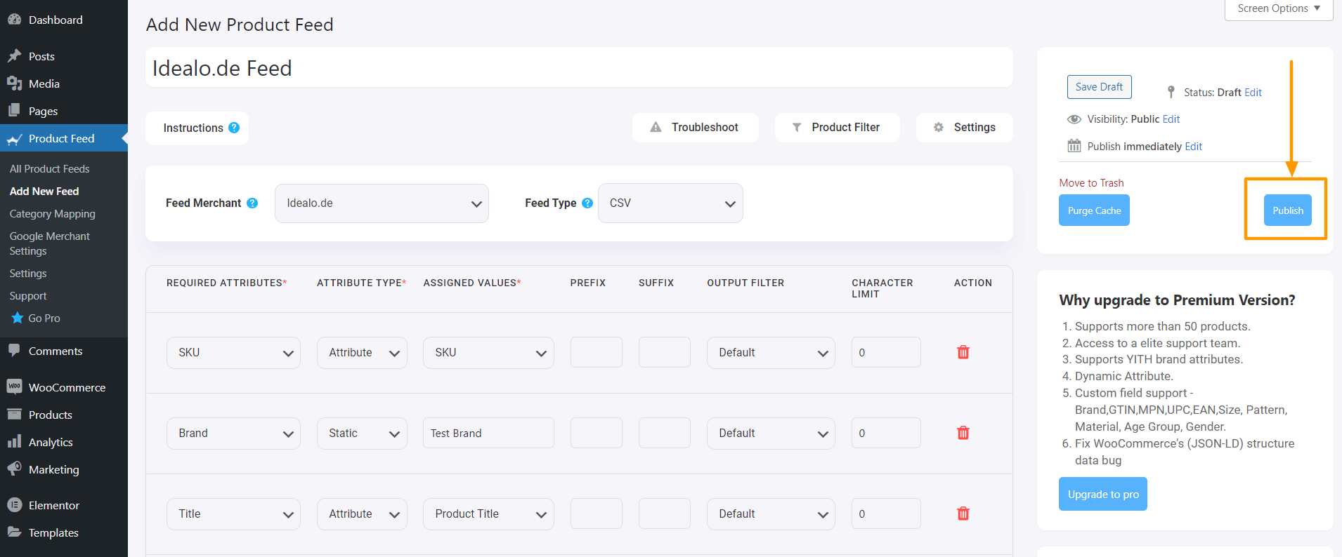 Publish Idealo.de Feed