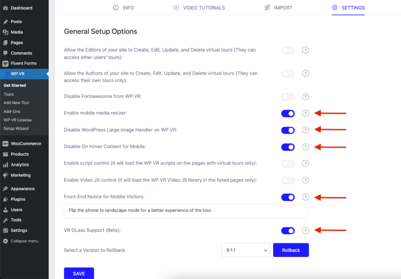 General Setup Option - WPVR - Online Virtual Store