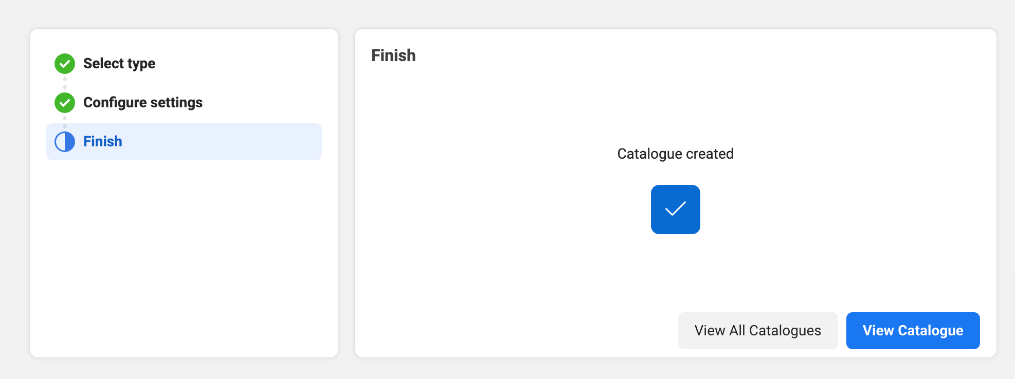 Finish Catalouge Configuration