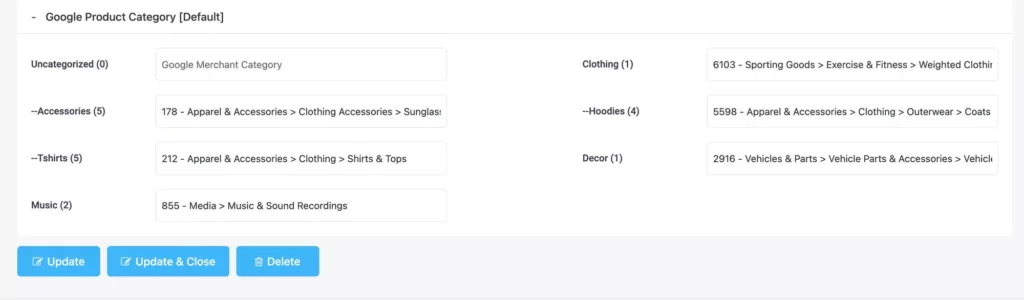 product categorization