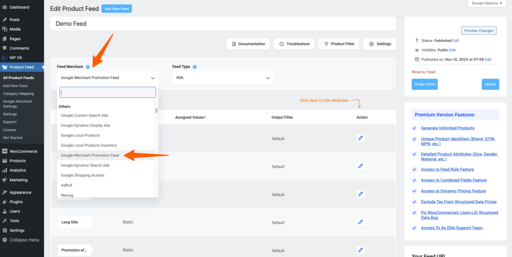 How to create a WooCommerce feed for Google Merchant Center Promotion Using Product Feed Manager 1