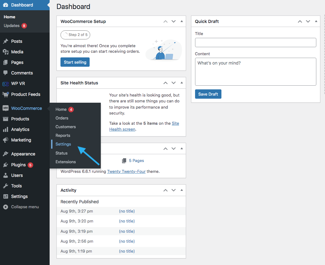 Woocommerce setting option