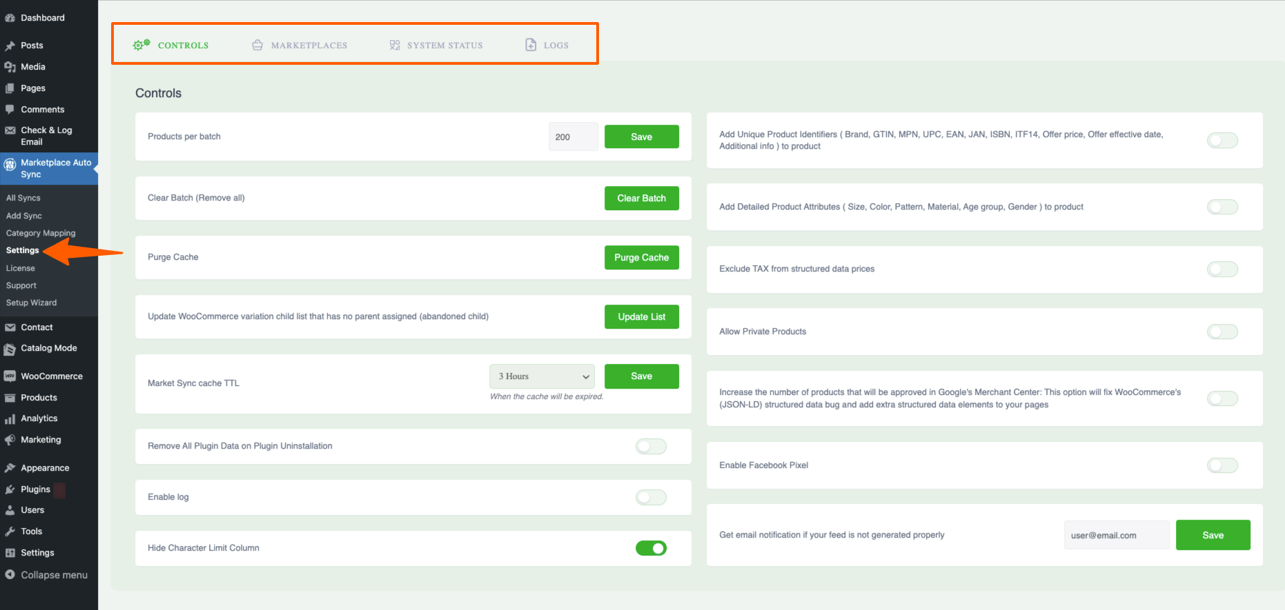 Settings Marketplace Auto Sync 